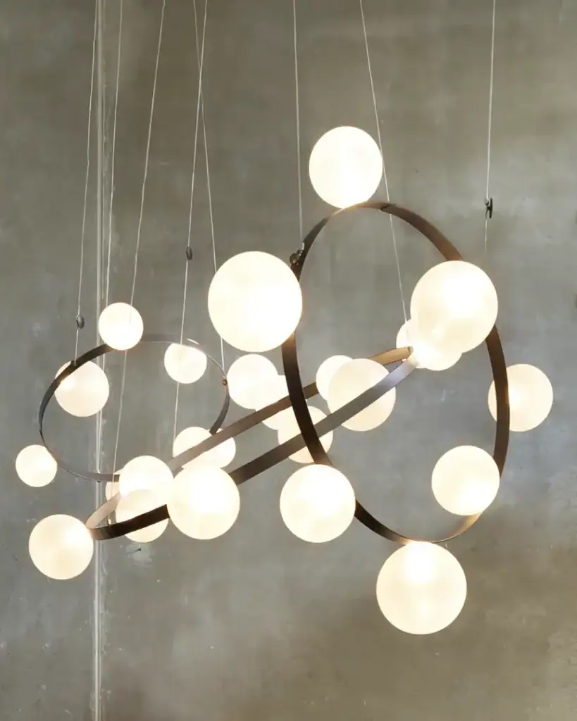 Moooi Hubble Bubble pendant, intertwined rings with glass globes