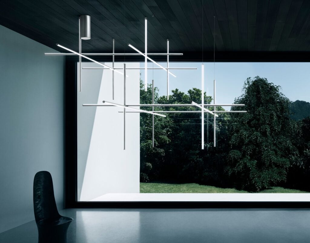 Flos Coordinates pendant in white, geometric composition beside a window