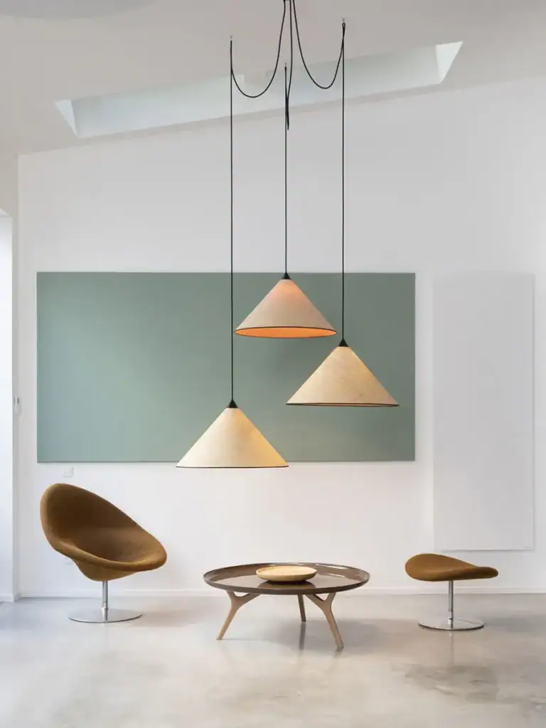 Designheure Paris-Hanoi pendant, cluster of three above a seating area